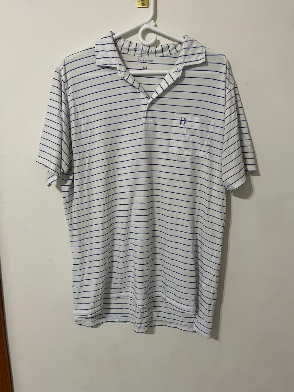 B. Draddy Men’s Striped Luxury Pima Cotton Golf Polo Shirt - Size Medium